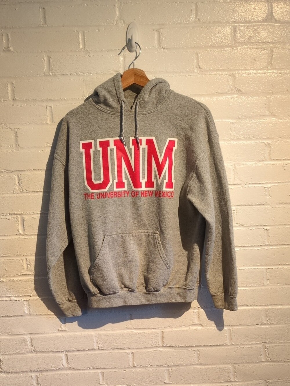 Gildan Gray UNM Hoodie with Red Lettering